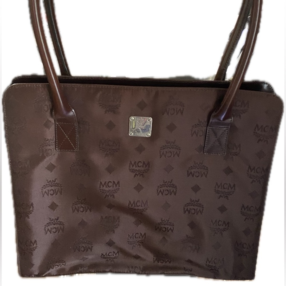 RARE MCM Brown Monogrammed Tote with Structured Design